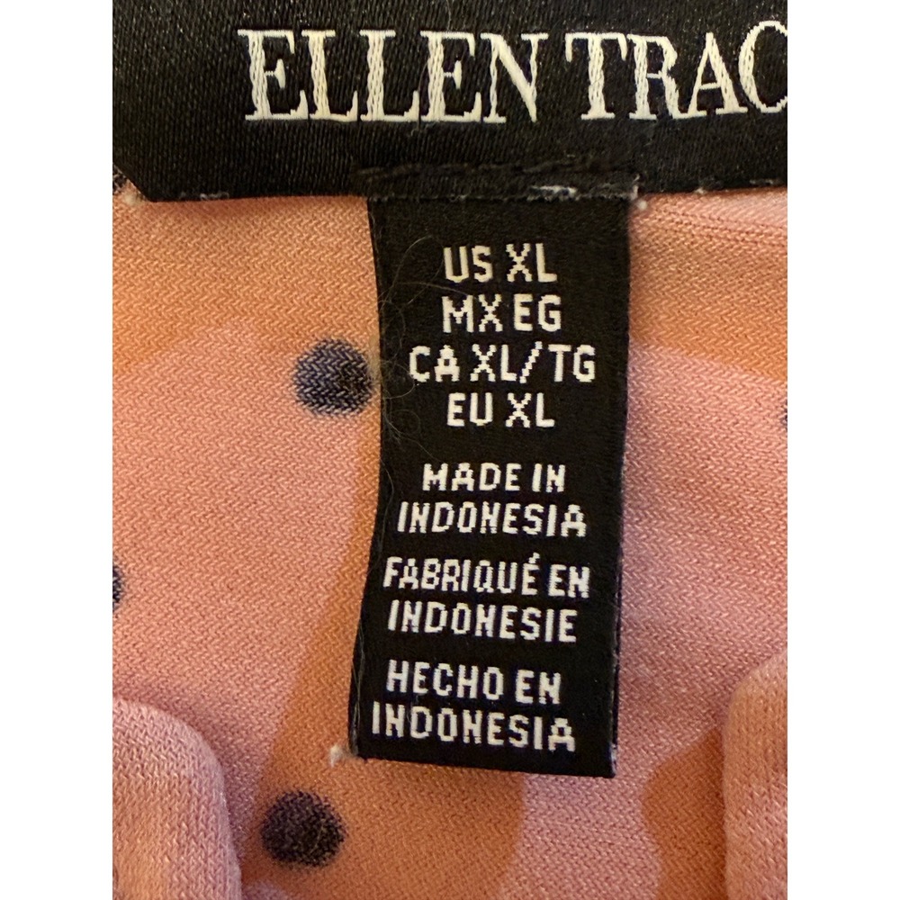 Ellen Tracy‎ Pink Polka Dot Quarter Zip 3/4 Sleeve Tunic Top Women XL - Picture 4 of 6